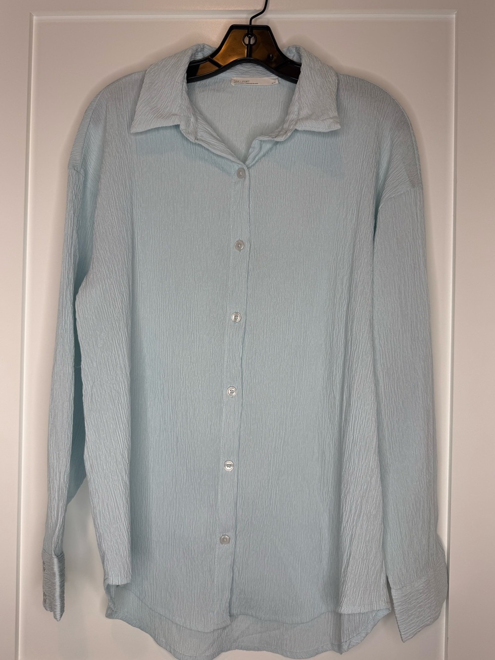 Oak + Fort blue crinkle button up size medium